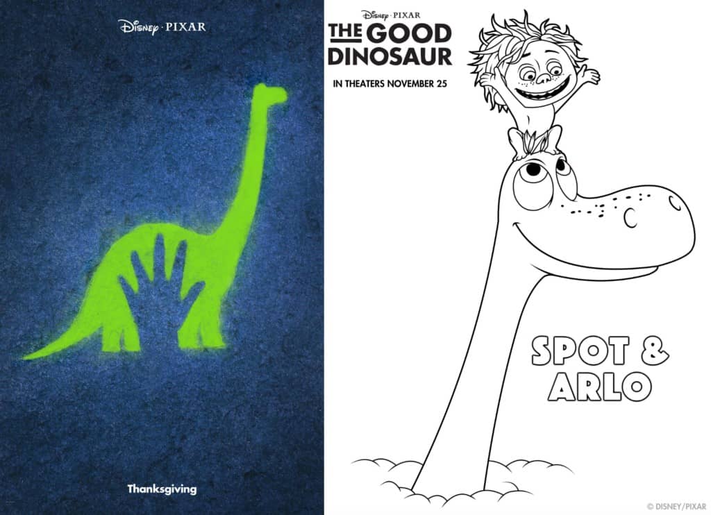 Figuras para colorear de Un Gran Dinosaurio de Disney Pixar