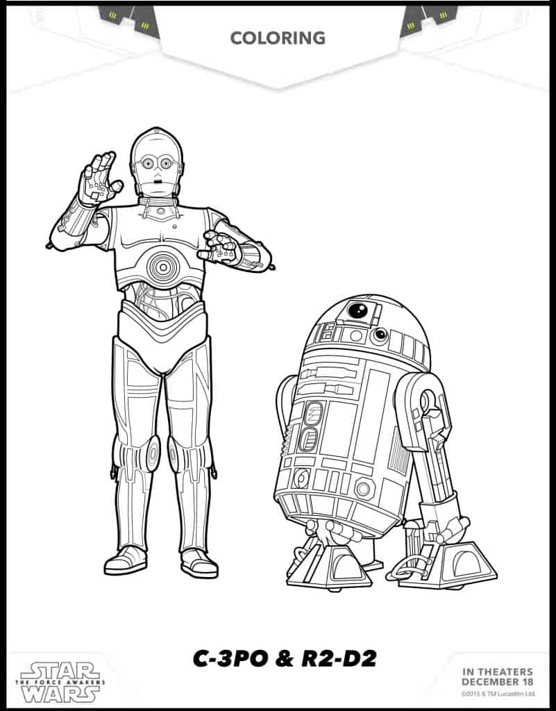 C-3PO y R2-D2 dibujos para colorear gratis de Star Wars