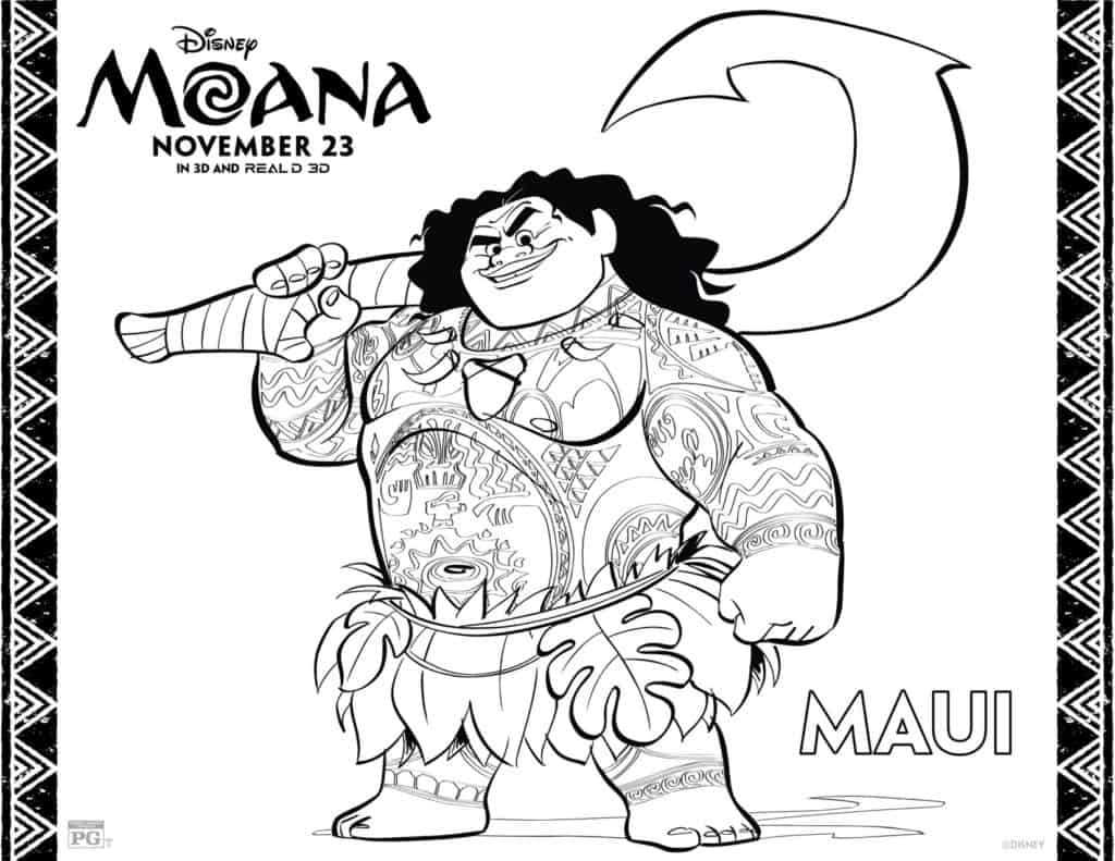 Dibujos para colorear gratis Maui de Moana