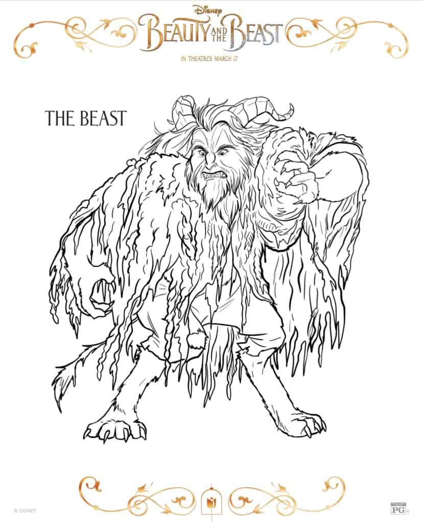 Beauty and the Beast la bestia dibujo para colorear