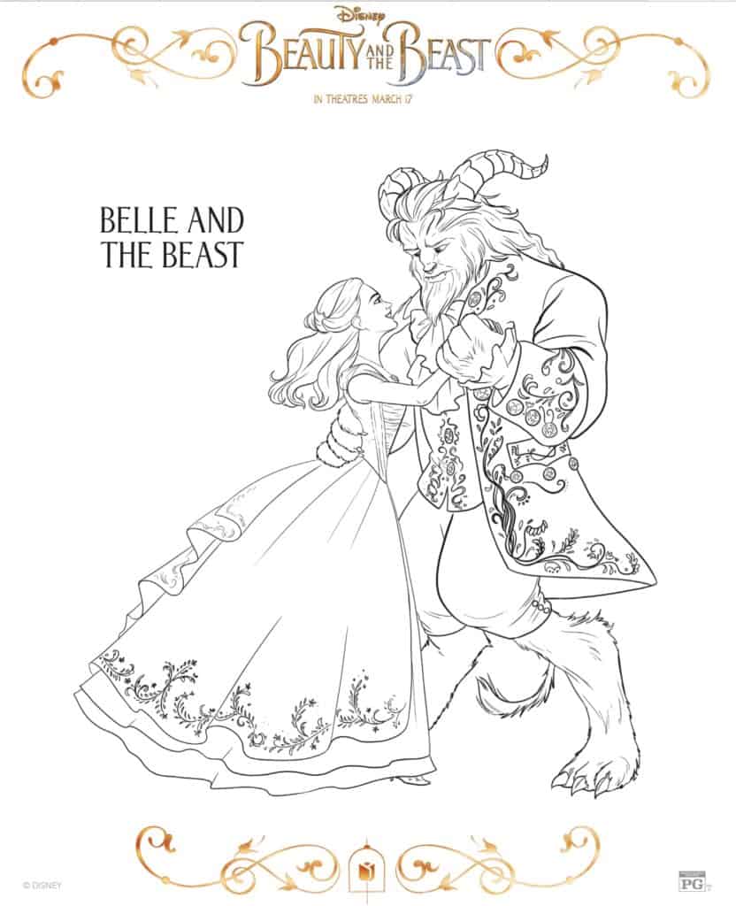 Beauty and the Beast Bella y bestia dibujo para colorear