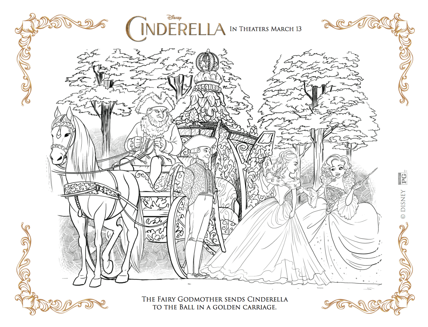 Dibujos gratis para colorear de La Cenicienta o Cinderella - Hispana Global