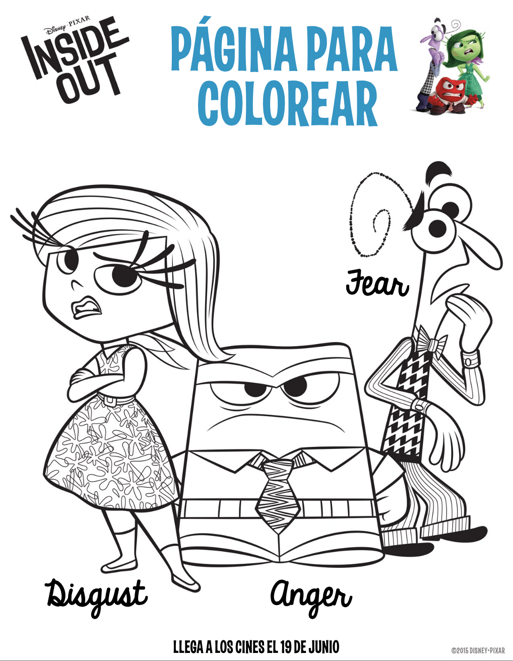 colorea con tu hijo estas figuras de inside out o inmensamente