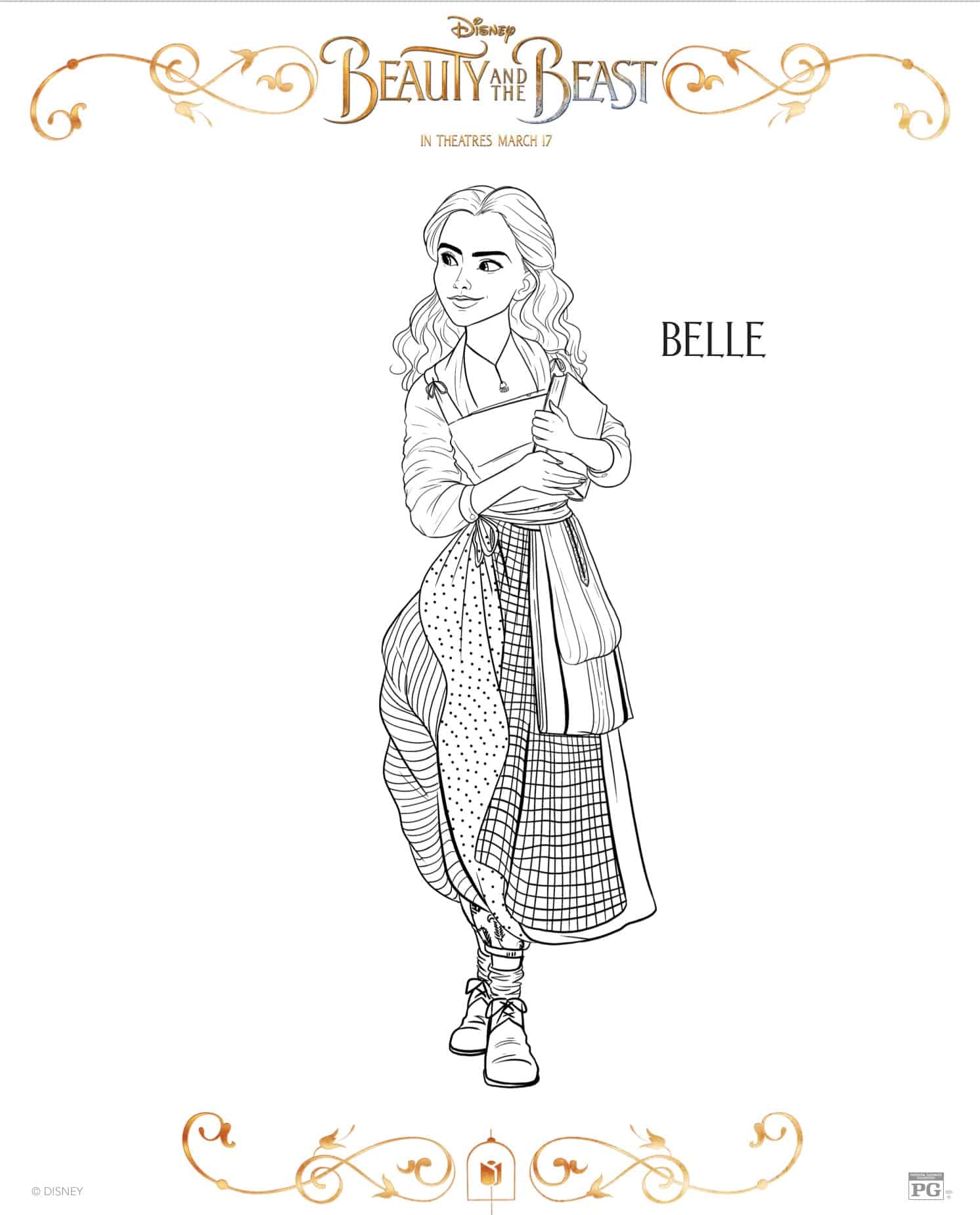 Hermosos dibujos para colorear de Bella y la Bestia - Hispana Global
