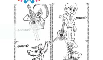 4 dibujos para colorear gratis de Coco de Pixar